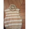Pull Weill sans manches col roulé rayé beige blanc très bon état  