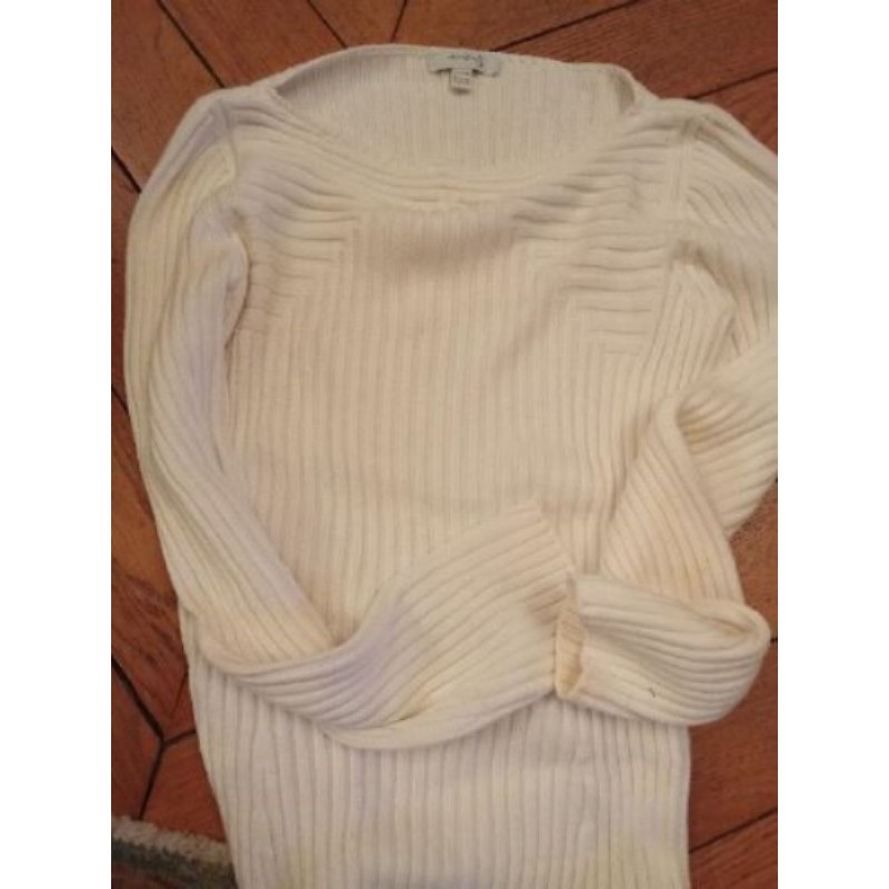 Pull maison 1 2 3 coton blanc taille 34/36