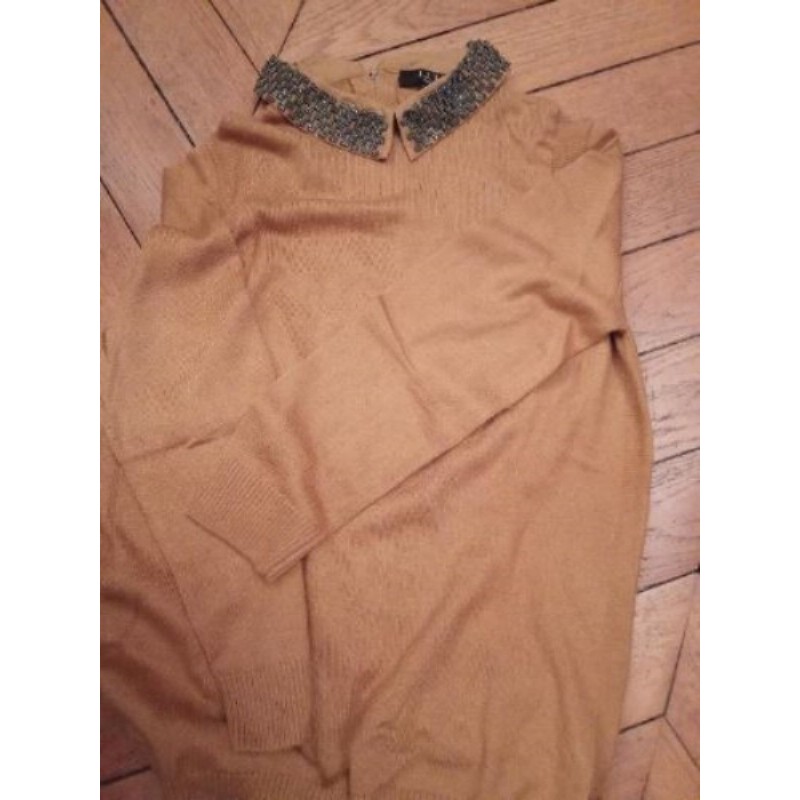 Pull maison 1 2 3 caramel taille 38 cachemire laine mélangée 