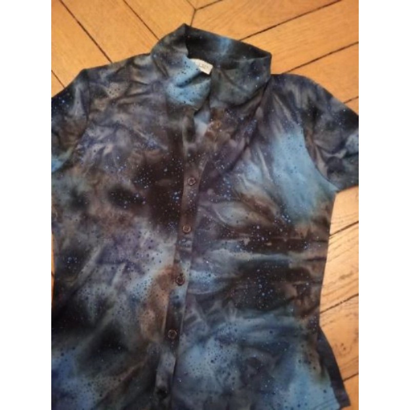 Chemisier Pimkie taille 36 bleu pailleté 