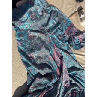 Robe, longue satinée turquoise