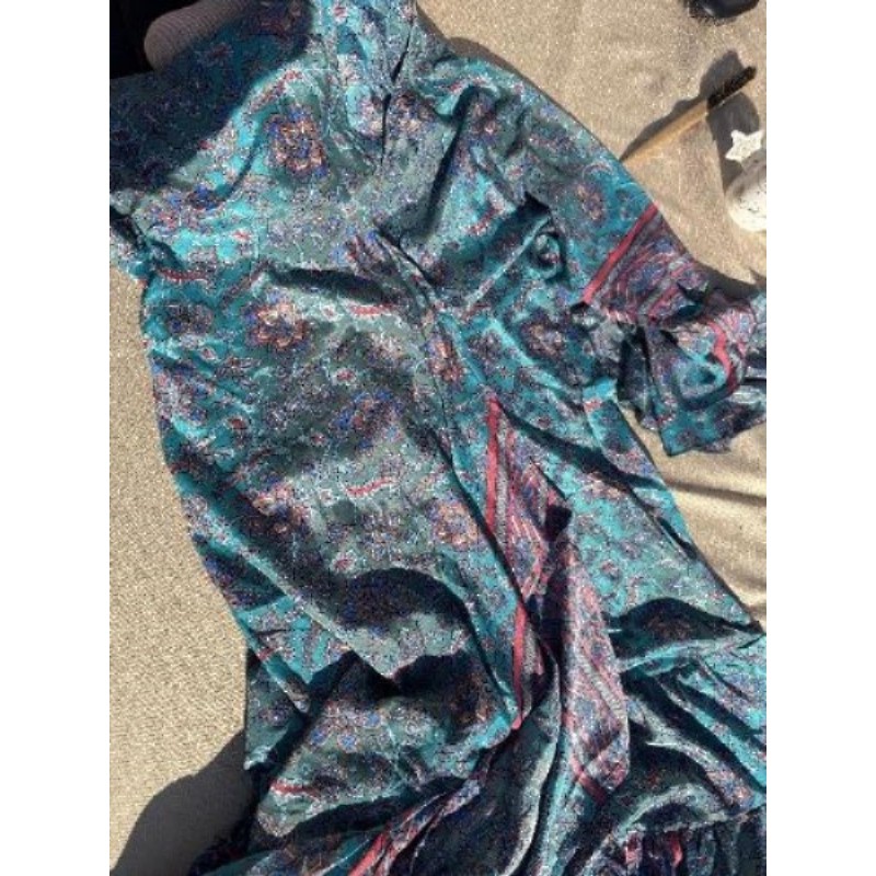 Robe, longue satinée turquoise