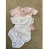 1 Lot de 2 body petit bateau 1 mois manches courtes 1 blanc rose rayé éléphant 1 rose avec noeud jau