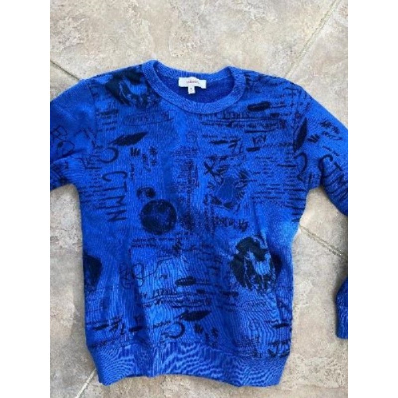 Sweat shirt bleu Catimini 8 ans avec motifs noirs 