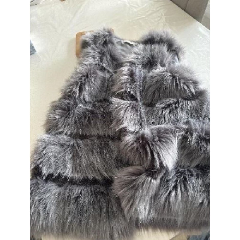 Gilet sans manche gris fourrure taille L 