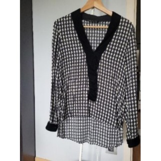 Chemise  noir/blanc col et...