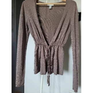 Gilet marron fin froncé et...