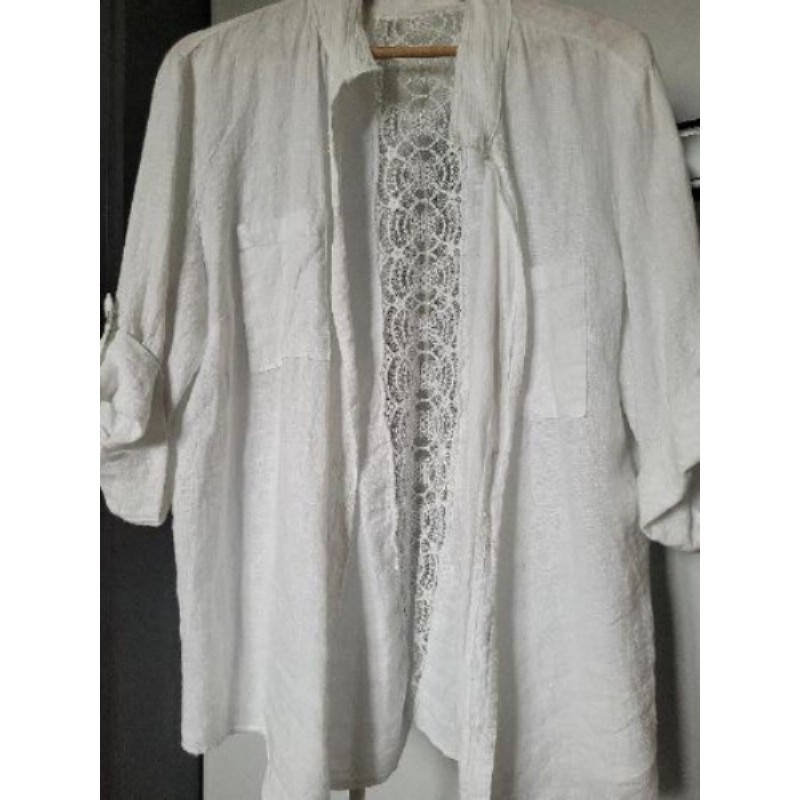 Chemise blanche brodée seule / sur maillot ou survente taille 40