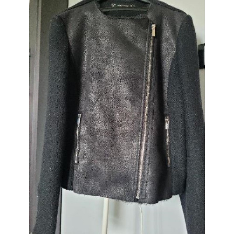 Veste courte Zara  daim / laine poches taille S/M