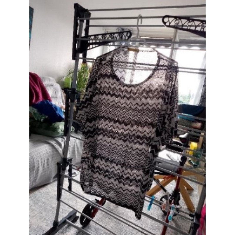 Eau de femme imprimée noir et blanc vague grande taille