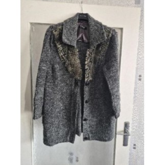 Manteau gris chiné col...