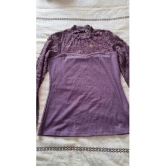 Tee shirt dentelle prune T M