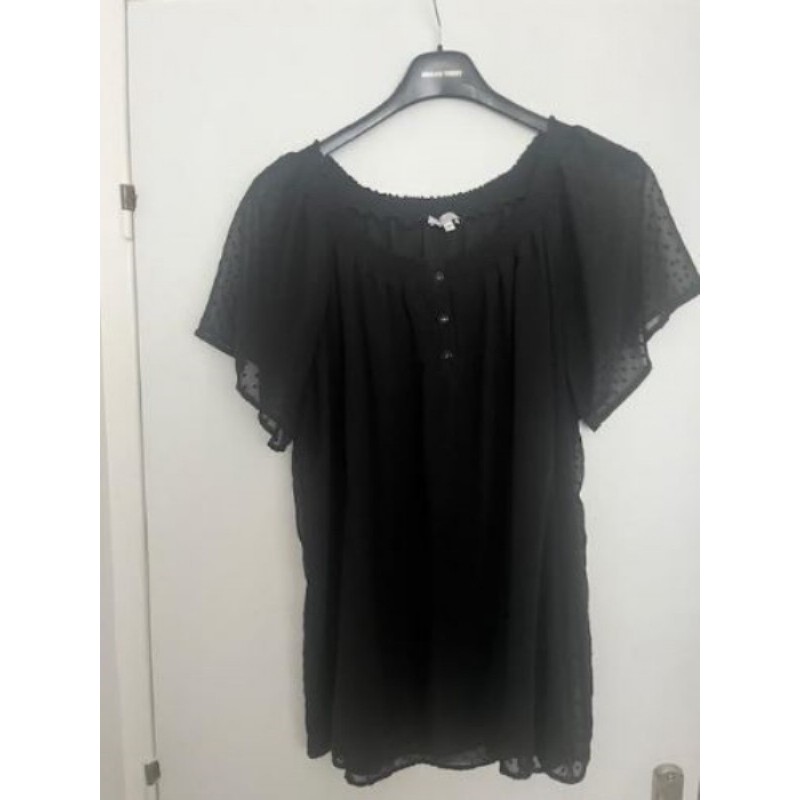 Top T48/50 noir voile plumetis