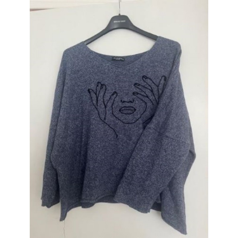 Tee shirt TU over size New collection bleu graphic mains