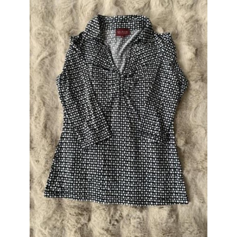 Blouse manches 3/4 noir deco géométrie blanc La City taille 2