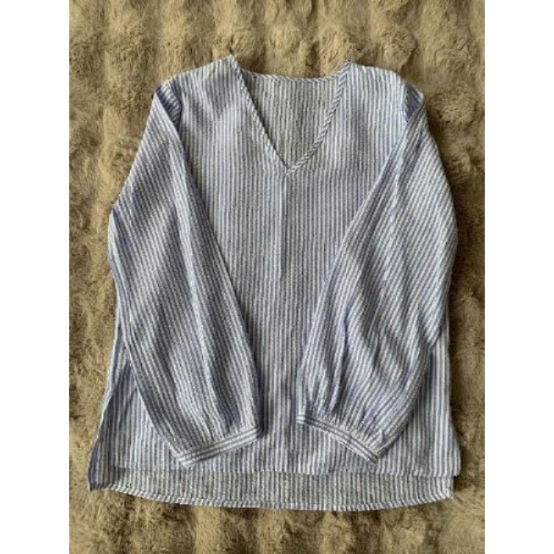 Femme Blouse manches 3/4 rayée bleu et blanche Shein taille S