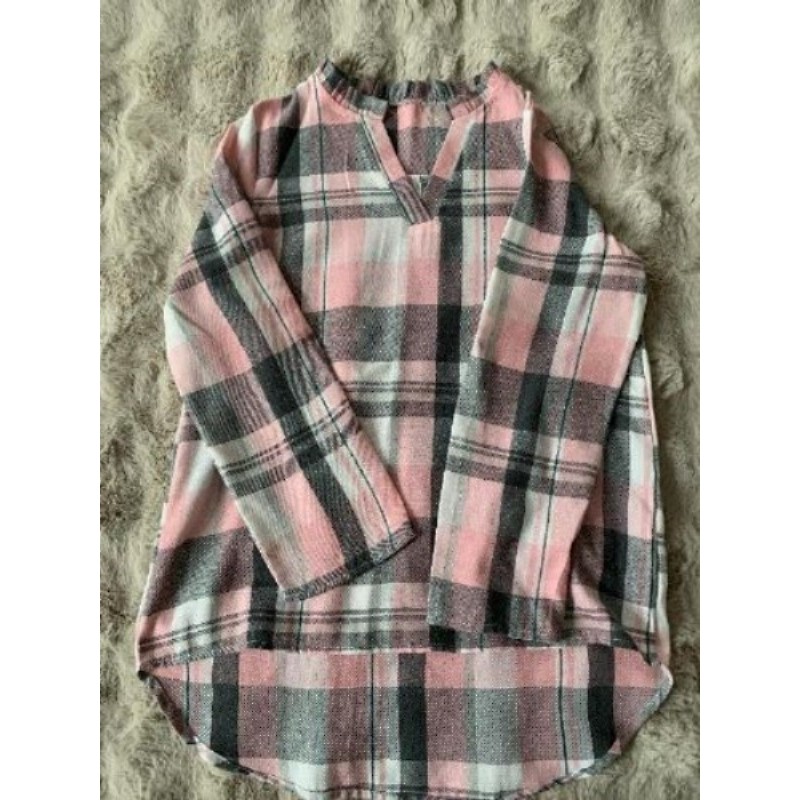 Femme Chemise à carreaux blanche rose et grise taille M