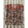 Blouse femme sans manches multicolor deco feuilles taille 1