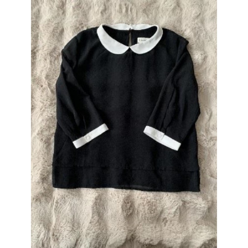 Blouse manches 3/4 femme noire et blanche col claudine Pull & Bear taille M