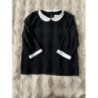 Blouse manches 3/4 femme noire et blanche col claudine Pull & Bear taille M