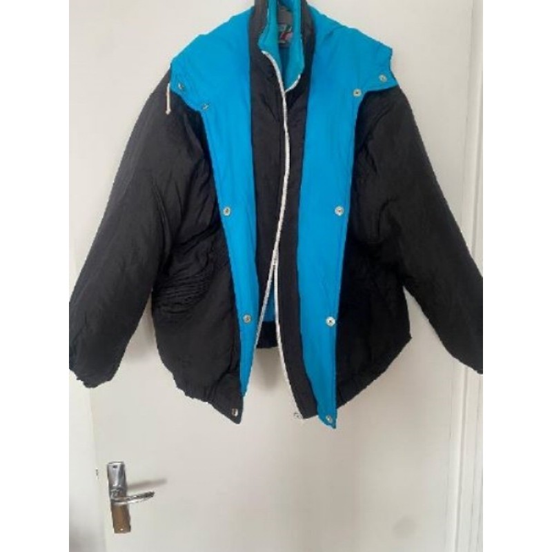 Manteau vintage bleu et noir