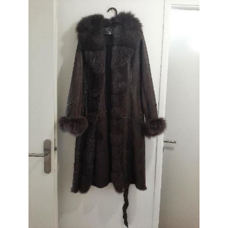 Manteau marron fourrure Giovanni T40