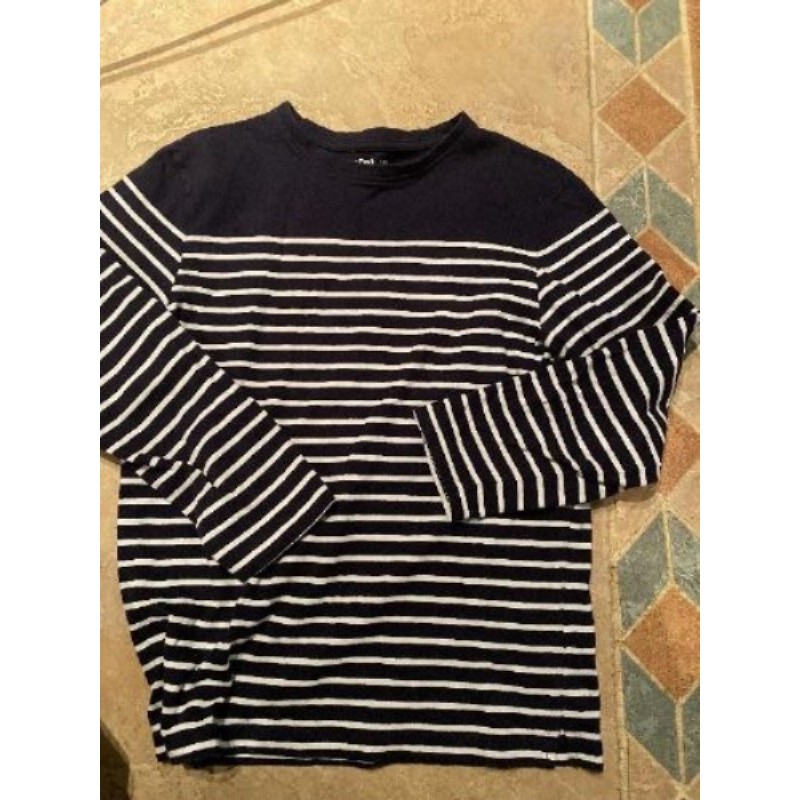 Haut marinière Gémo 10 ans bleu marine blanc 