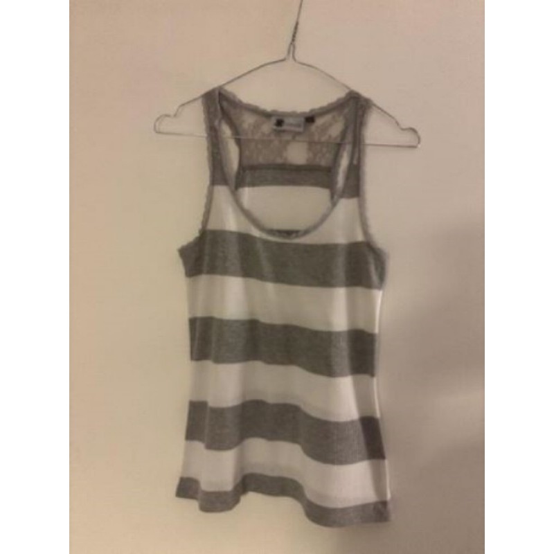 Débardeur femme rayé gris et blanc - Taille 38 