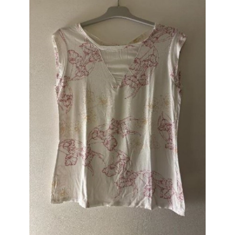 Tee shirt femme - blanc à fleur - CAMAIEU - Taille 40 