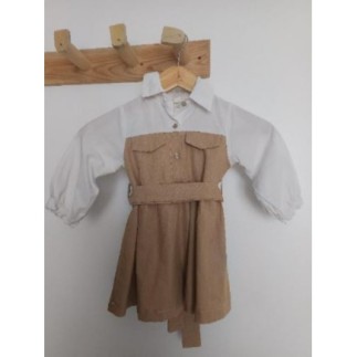 Robe fille blanche et beige...