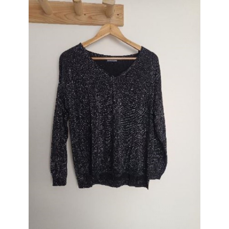 VR. Haut femme noir a paillettes 