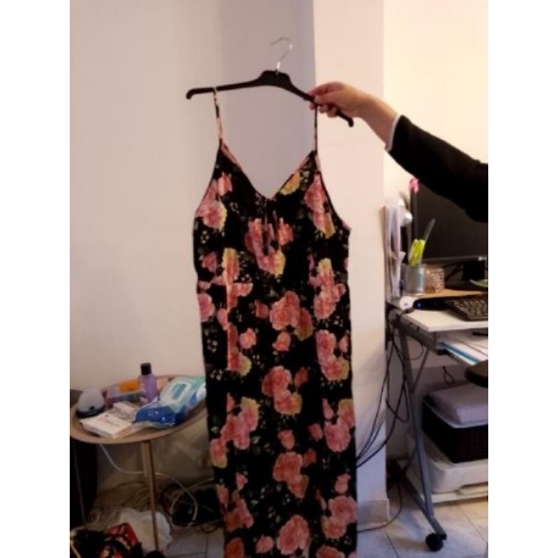 Robe à bretelles robe à bretelles noir à fond rose grande taille