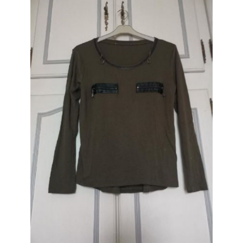Tee shirt manches longues marron taille 44