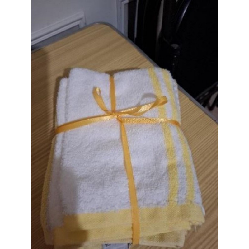 Lot 2 gants + 1serviette de bain rayé jaune 