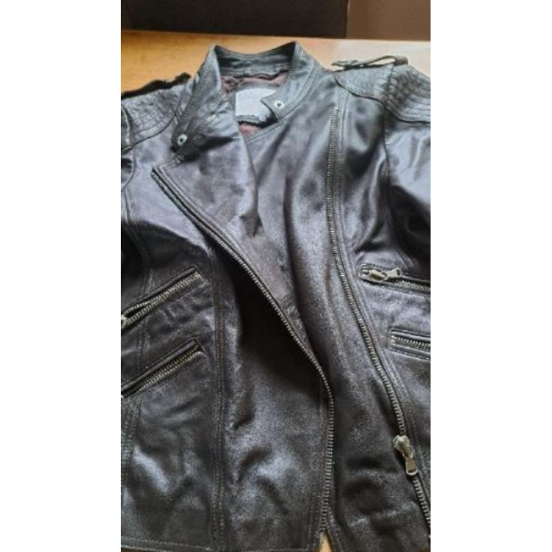 Veste cuir marron 