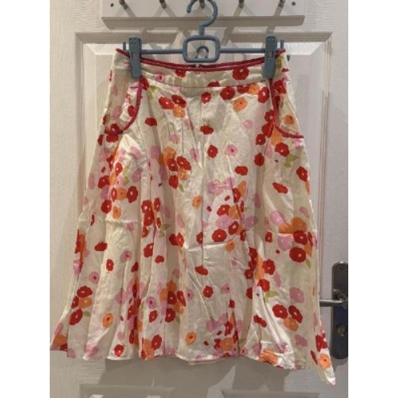 Jupe blanche blanche fleurs rouges Cyrillus T44