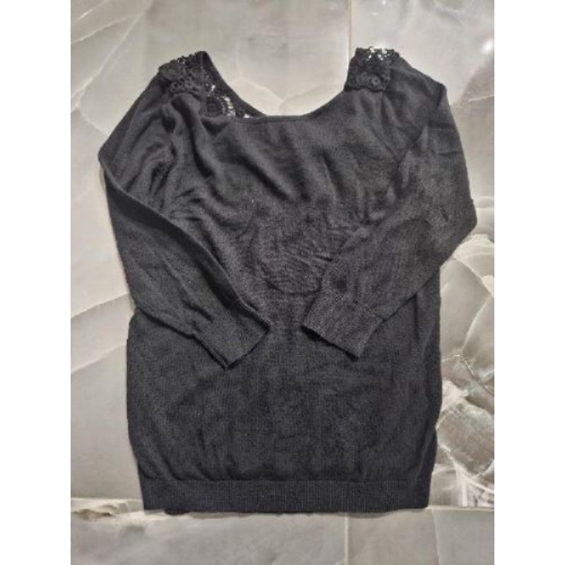 pull fin noir dentelle stradivarius S MC