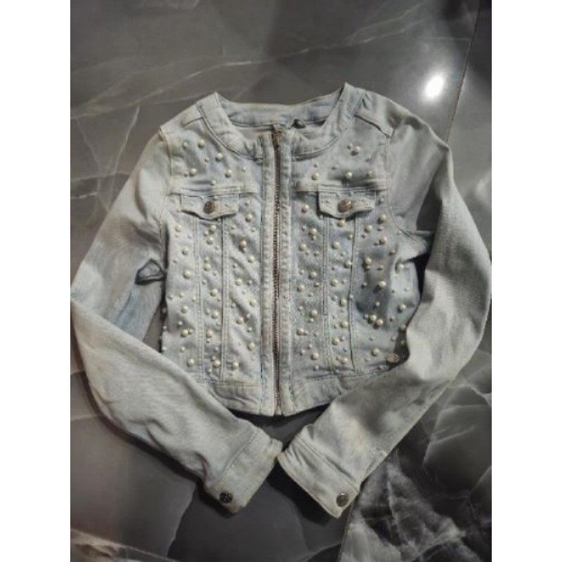 veste jean bleu clair perles Mila star 152 cm 12 ans MC