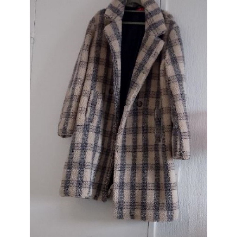 Manteau polaire beige rayé imprimé poch taille 48e