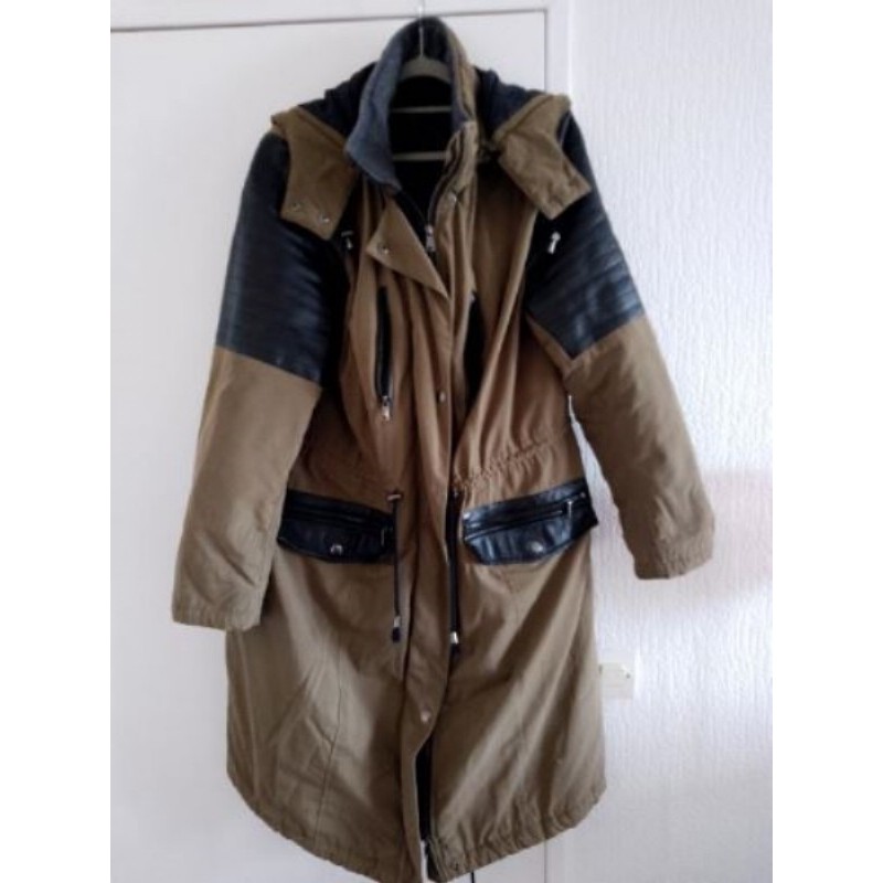 Parka kaki haut de manche sky noir capuche amovible