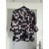 Tunique noir imprimé fleur rose taille 46