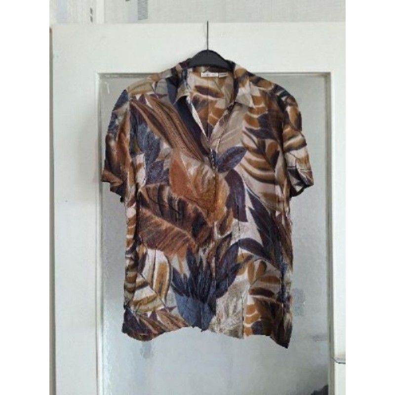 Chemise manche courte viscose imprimé feuille automne taille 44/46