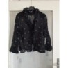  Chemisier noir petit imprimé col et manches froufrou taille 42/44
