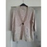 Gilet beige manche 3/4 gros bouton central taille L