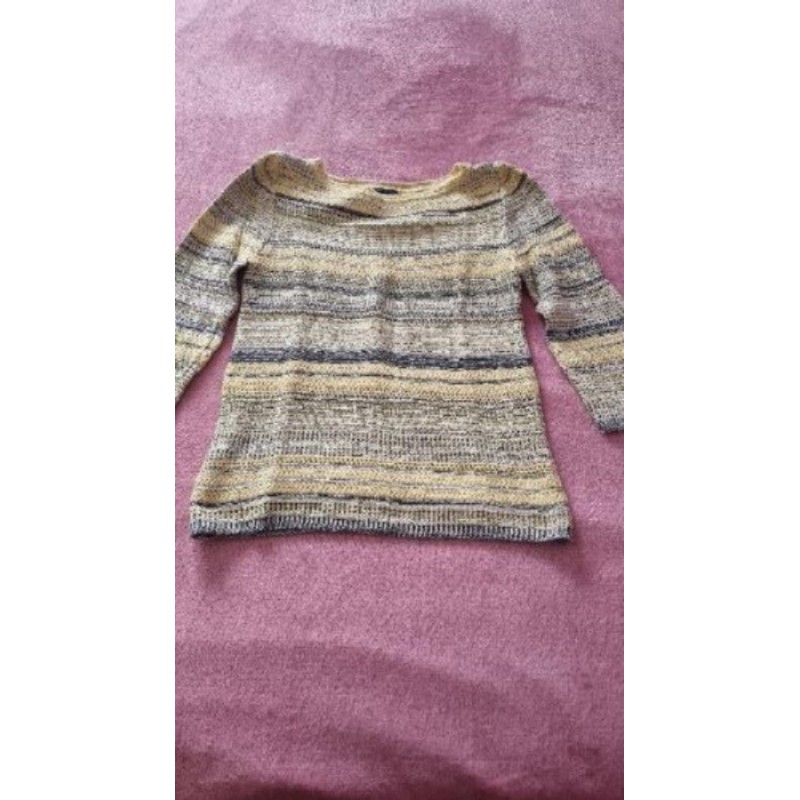 Pull promod t M jaune bleu à rayures 