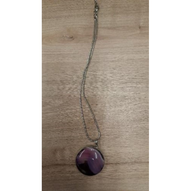 Pendrntif améthyste et chaine en argent 