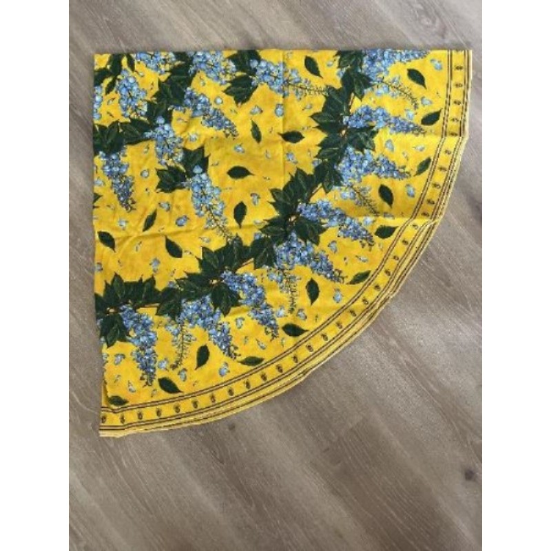 Nappe ronde enduite, motif glycine