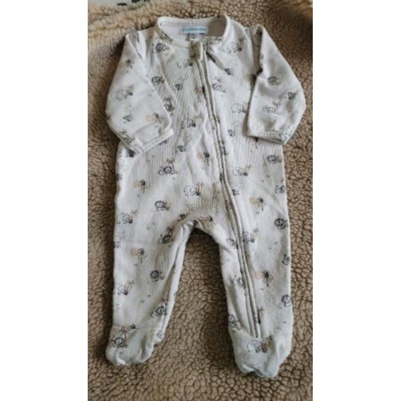 Pyjama beige ouvert devant vert baudet 3 mois