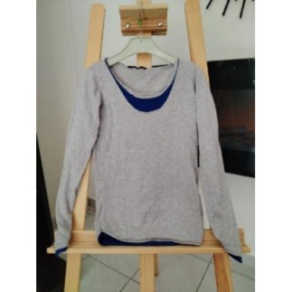 Pull léger gris et bleu T12...