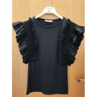 Haut New Yorker noir à frou...